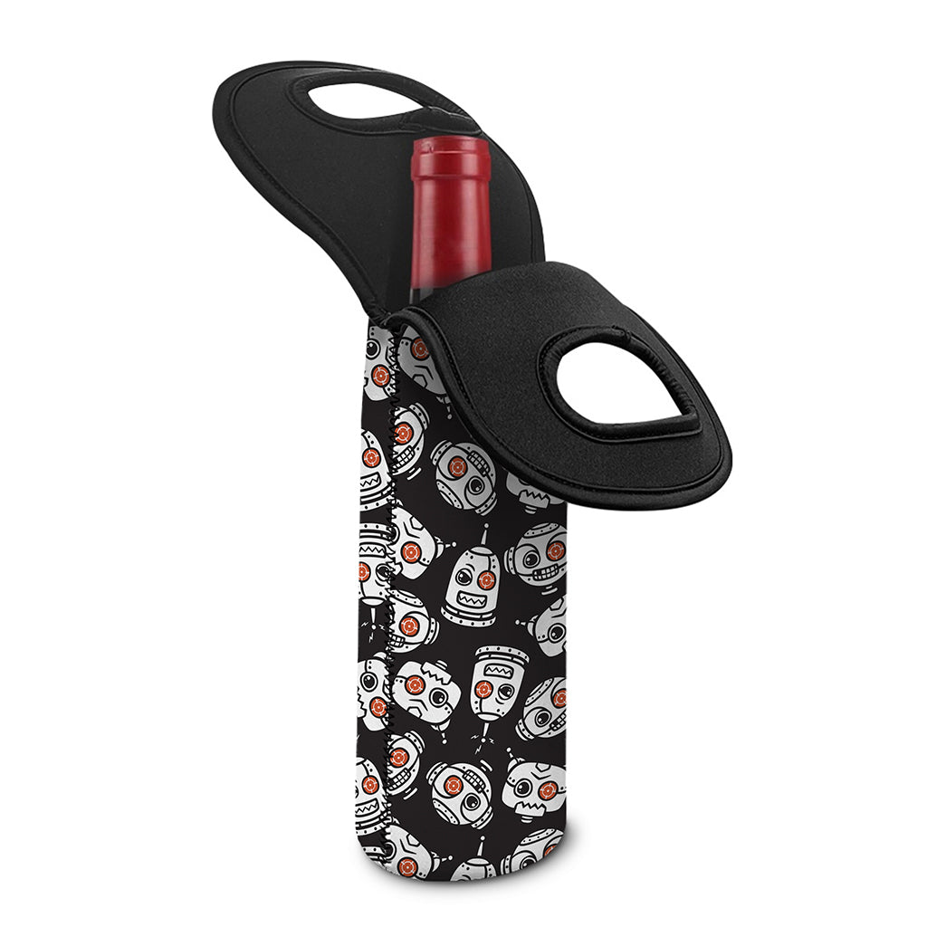 Angry Robot Pattern Print Single Neoprene Wine Tote