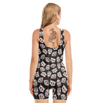 Angry Robot Pattern Print Sleeveless One Piece Swimsuit