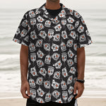 Angry Robot Pattern Print Textured Short Sleeve Shirt