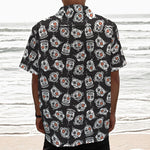 Angry Robot Pattern Print Textured Short Sleeve Shirt