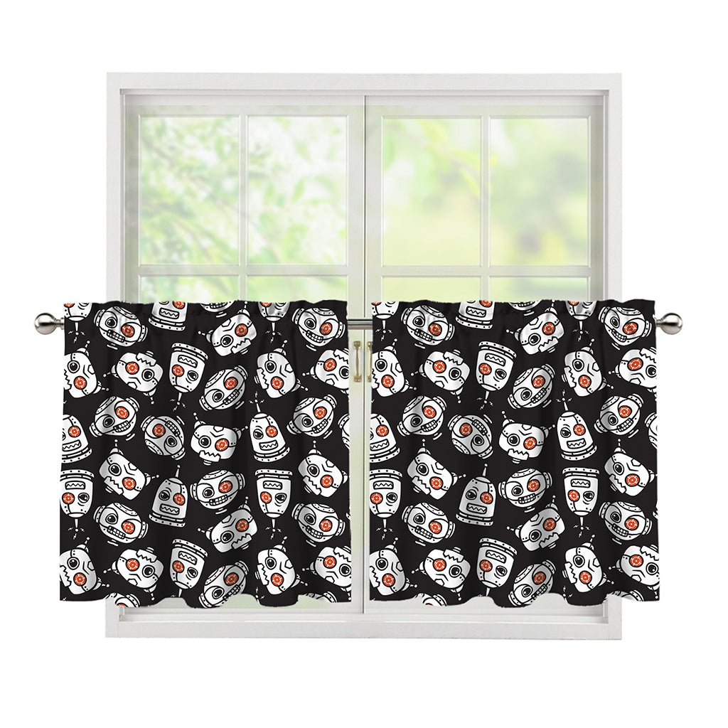Angry Robot Pattern Print Tier Curtains