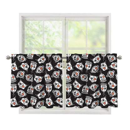 Angry Robot Pattern Print Tier Curtains