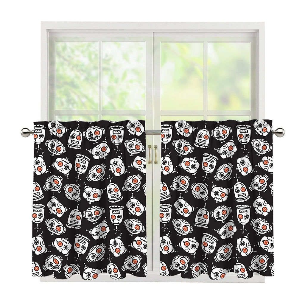 Angry Robot Pattern Print Tier Curtains