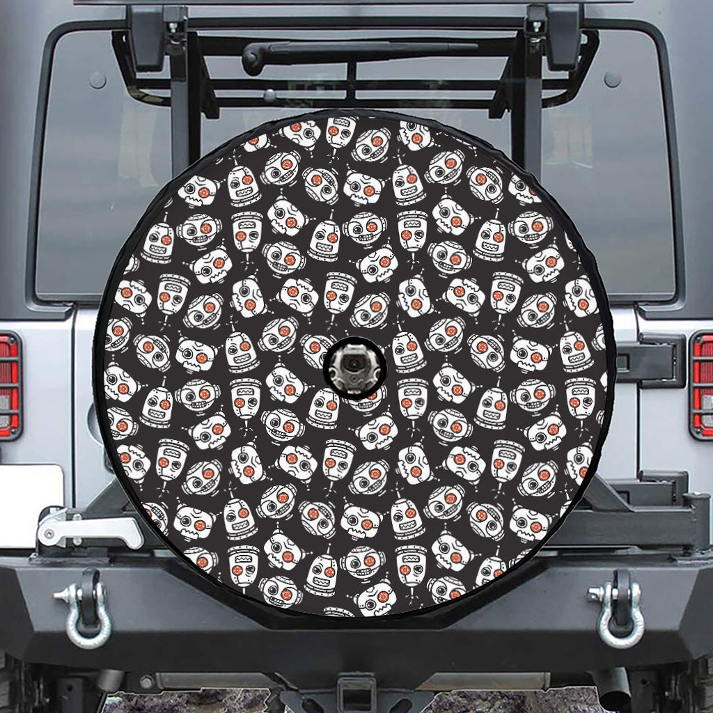 Angry Robot Pattern Print Tire Cover With Camera Hole