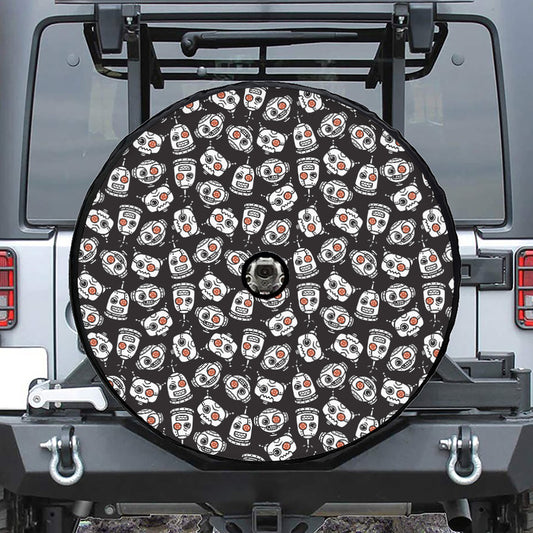 Angry Robot Pattern Print Tire Cover With Camera Hole