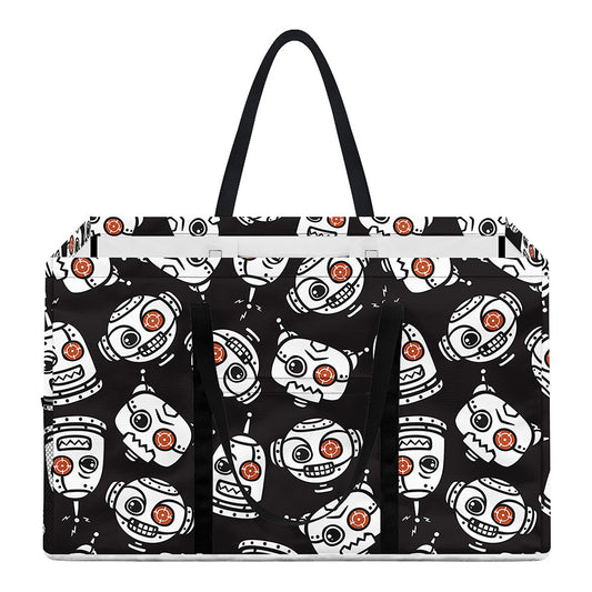 Angry Robot Pattern Print Utility Tote Bag