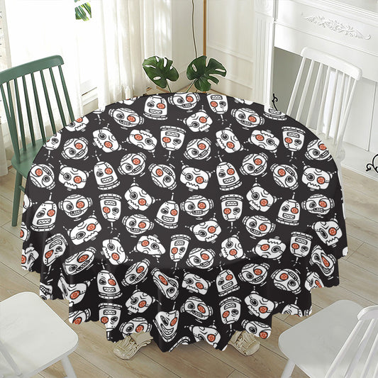 Angry Robot Pattern Print Waterproof Round Tablecloth