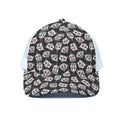 Angry Robot Pattern Print White Mesh Trucker Hat