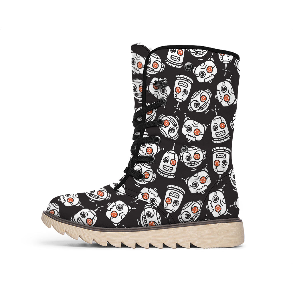 Angry Robot Pattern Print Winter Boots