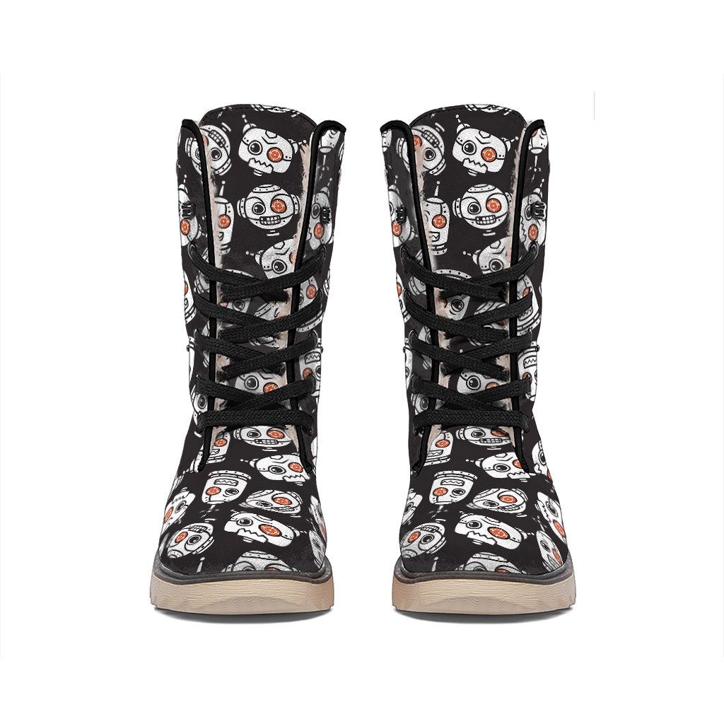 Angry Robot Pattern Print Winter Boots