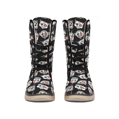 Angry Robot Pattern Print Winter Boots