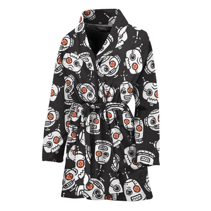 Angry Robot Pattern Print Women's Bathrobe