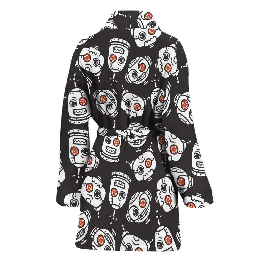 Angry Robot Pattern Print Women's Bathrobe