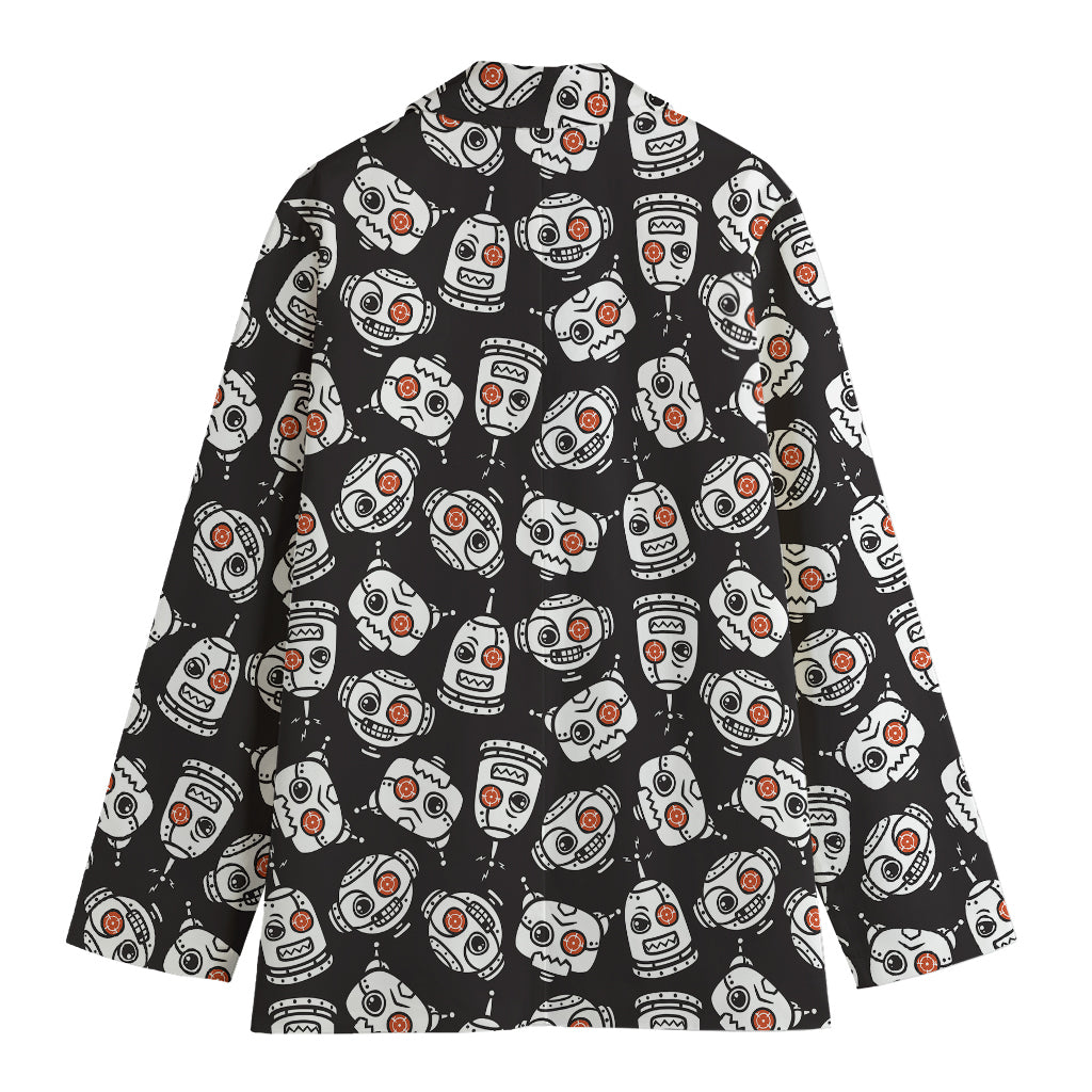 Angry Robot Pattern Print Women's Blazer