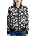 Angry Robot Pattern Print Women's Bomber Jacket