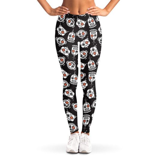 Angry Robot Pattern Print Women's Leggings