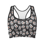 Angry Robot Pattern Print Women's Sports Bra