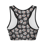 Angry Robot Pattern Print Women's Sports Bra