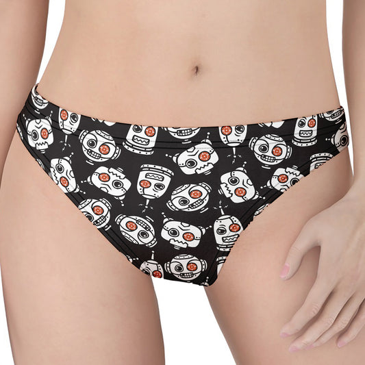 Angry Robot Pattern Print Women's Thong