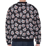 Angry Robot Pattern Print Zip Sleeve Bomber Jacket
