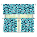 Angry Shark Pattern Print 3 Piece Kitchen Curtains