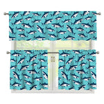 Angry Shark Pattern Print 3 Piece Kitchen Curtains