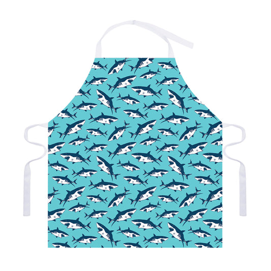 Angry Shark Pattern Print Adjustable Apron