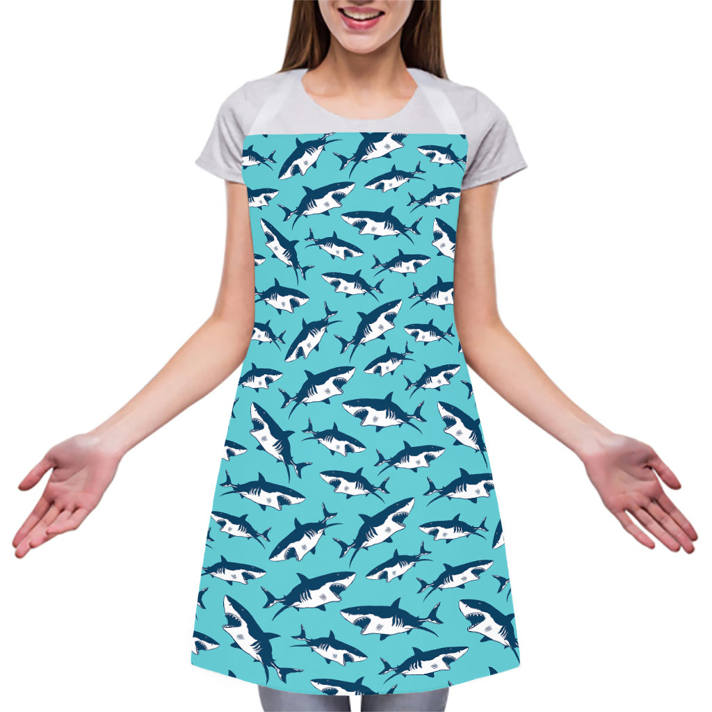 Angry Shark Pattern Print Adjustable Apron
