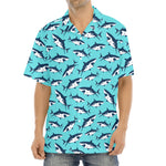 Angry Shark Pattern Print Aloha Shirt