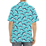 Angry Shark Pattern Print Aloha Shirt