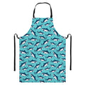 Angry Shark Pattern Print Bib Apron With Pocket