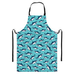 Angry Shark Pattern Print Bib Apron With Pocket