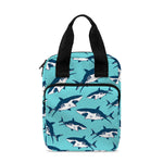 Angry Shark Pattern Print Bible Tote Bag