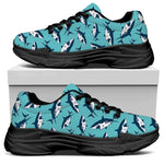 Angry Shark Pattern Print Black Chunky Shoes