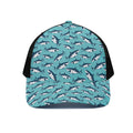 Angry Shark Pattern Print Black Mesh Trucker Hat