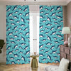 Angry Shark Pattern Print Blackout Pencil Pleat Curtains