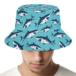 Angry Shark Pattern Print Bucket Hat