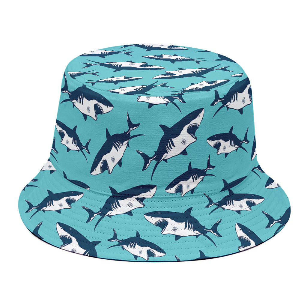 Angry Shark Pattern Print Bucket Hat