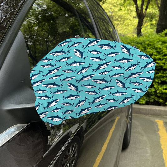 Angry Shark Pattern Print Car Side Mirror Covers