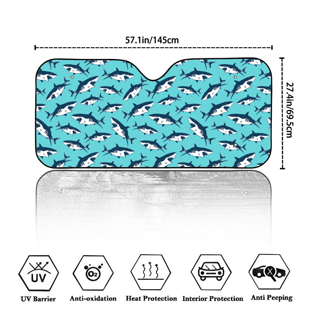 Angry Shark Pattern Print Car Windshield Sun Shade