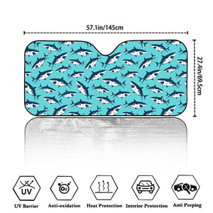 Angry Shark Pattern Print Car Windshield Sun Shade