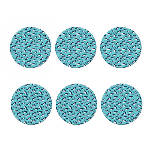 Angry Shark Pattern Print Coaster Set