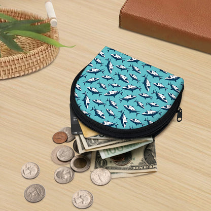 Angry Shark Pattern Print Coin Purse