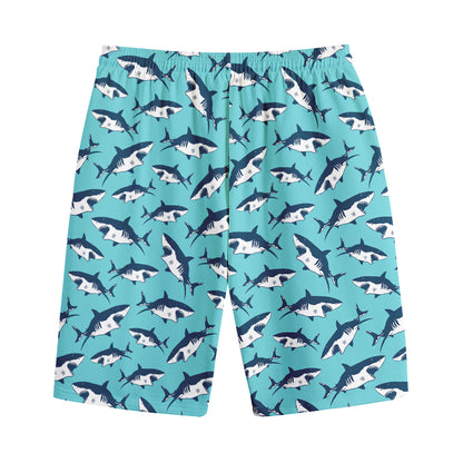Angry Shark Pattern Print Cotton Shorts