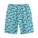 Angry Shark Pattern Print Cotton Shorts