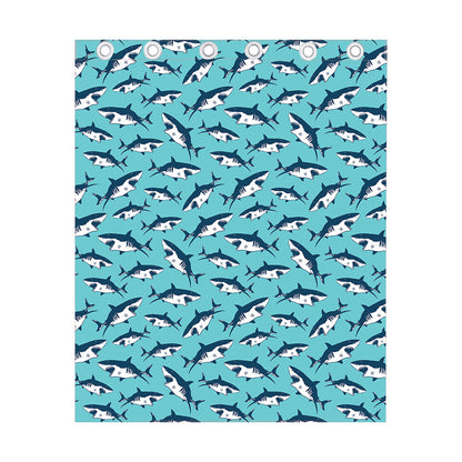 Angry Shark Pattern Print Curtain
