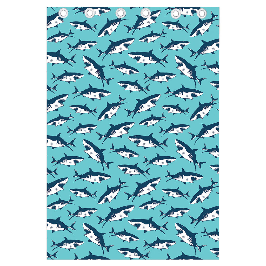 Angry Shark Pattern Print Curtain