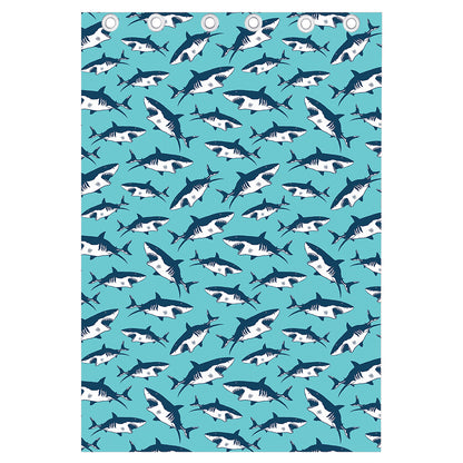 Angry Shark Pattern Print Curtain