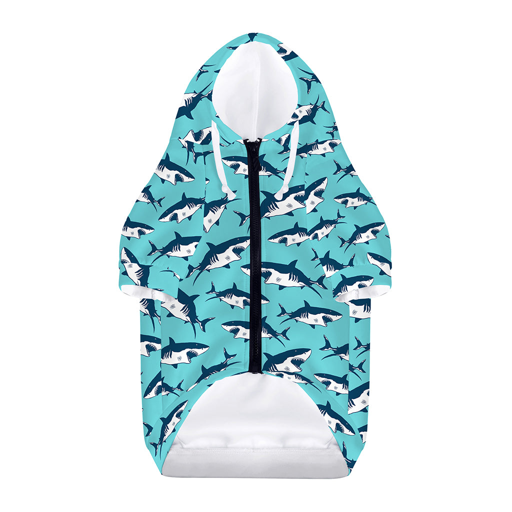 Angry Shark Pattern Print Dog Zip Up Hoodie
