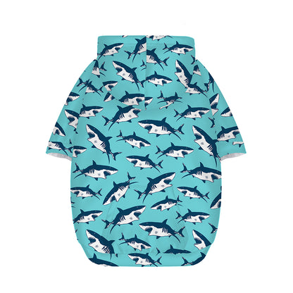 Angry Shark Pattern Print Dog Zip Up Hoodie